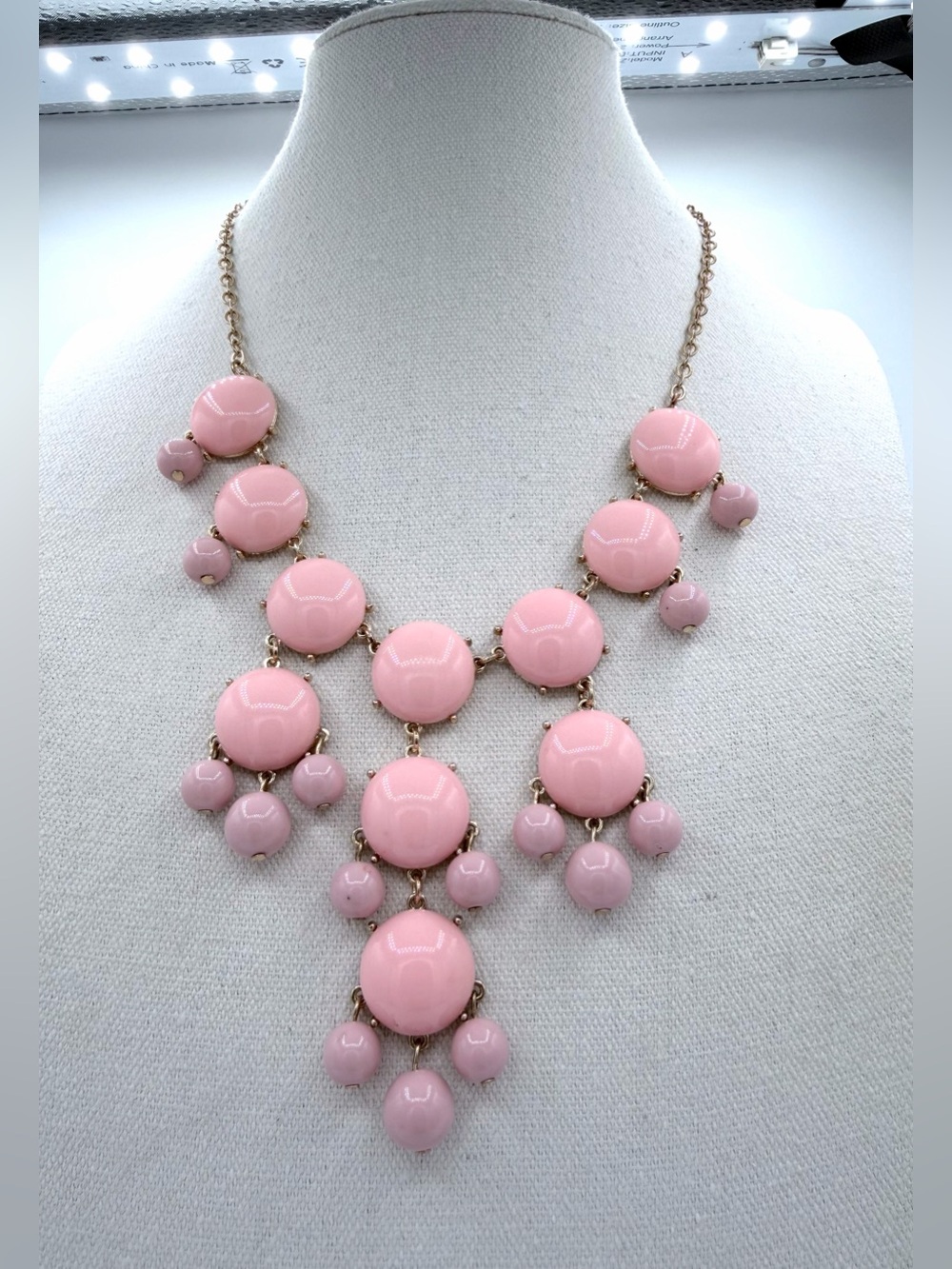 Erica Lyons Pink & Mauve Gold-Tone Floating Bubbles Bib Necklace Woman’s Jewely